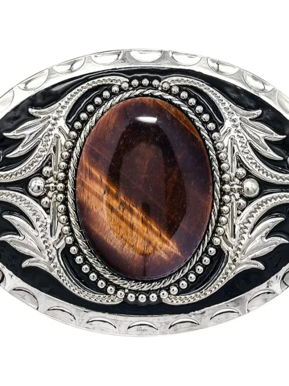 Men's Tiger Eye Vintage American Western Cowboy Turquoise Stone Belt Buckle
